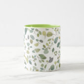 Tasse 2 Couleurs Motif Feuille vert aquarelle (Centre)