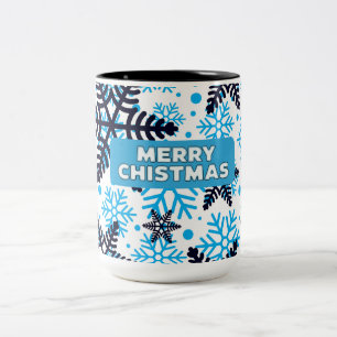Tasse 2 Couleurs Motif Flocon de Neige d'Hiver avec Joyeux Noël