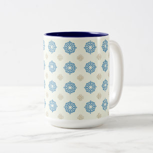 Tasse 2 Couleurs Motif floral bleu de cobalt