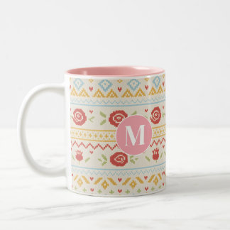 Tasse 2 Couleurs Motif floral Boho Nordique folklorique personnalis