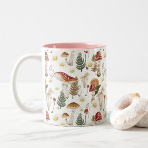 Tasse 2 Couleurs Motif Floral Champignons Cottagecore