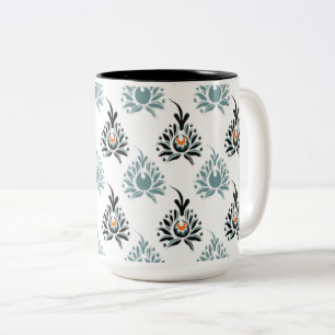 Tasse 2 Couleurs Motif floral de rose bleue élégant