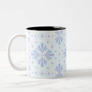 Tasse 2 Couleurs Motif floral géométrique bleu pastel