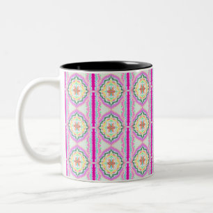 Tasse 2 Couleurs Motif floral géométrique rose et or chic