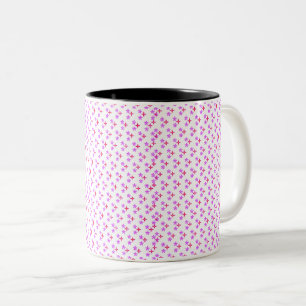 Tasse 2 Couleurs Motif floral rose et violet sur fond noir – Modern