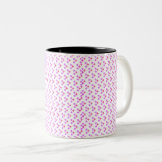 Tasse 2 Couleurs Motif floral rose et violet sur fond noir – Modern