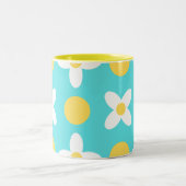 Tasse 2 Couleurs Motif floral Turquoise Bleu Rétro (Centre)