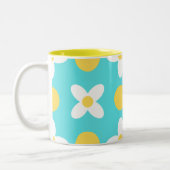 Tasse 2 Couleurs Motif floral Turquoise Bleu Rétro (Gauche)