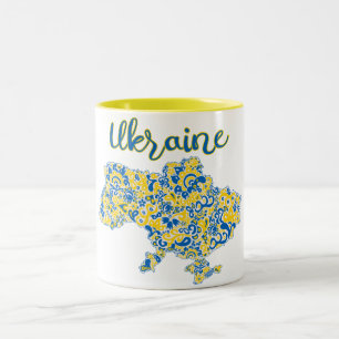 Tasse 2 Couleurs Motif folklorique et typographie ukrainienne
