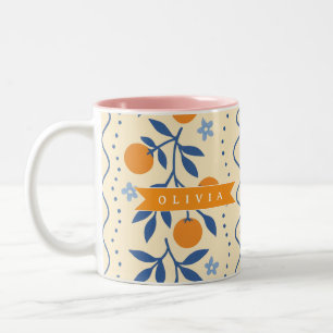 Tasse 2 Couleurs Motif folklorique personnalisé de citrus rétro mig