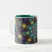 Tasse 2 Couleurs Motif fractal bleu moderne éclairé (Devant gauche)