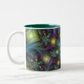 Tasse 2 Couleurs Motif fractal bleu moderne éclairé (Gauche)