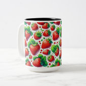 Tasse 2 Couleurs Motif Fraises (Devant gauche)