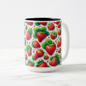 Tasse 2 Couleurs Motif Fraises (Devant droit)
