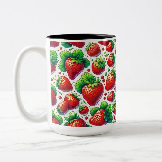 Tasse 2 Couleurs Motif Fraises (Gauche)