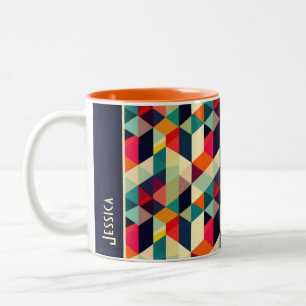 Tasse 2 Couleurs motif géométrique 3D - Fontes RETRO du milieu du s