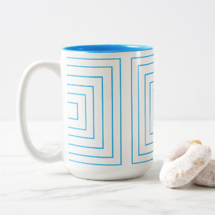 Tasse 2 Couleurs Motif géométrique carré bleu