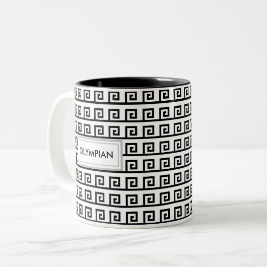 Tasse 2 Couleurs Motif géométrique grec noir et blanc (Devant gauche)