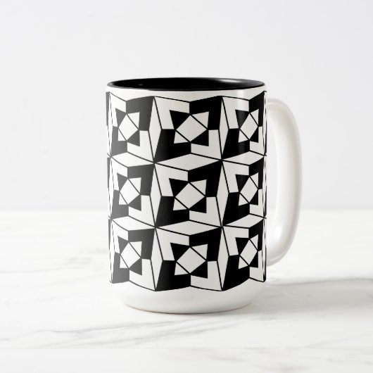 Tasse 2 Couleurs Motif géométrique moderne noir et blanc (Devant droit)