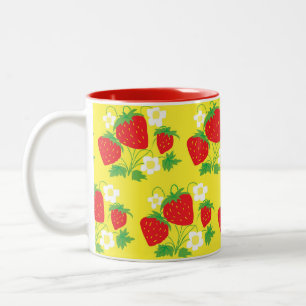 Tasse 2 Couleurs Motif jaune de fraise et de fleur