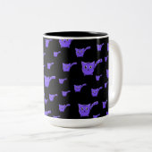 Tasse 2 Couleurs Motif Kitty noir et pourpre (Devant droit)