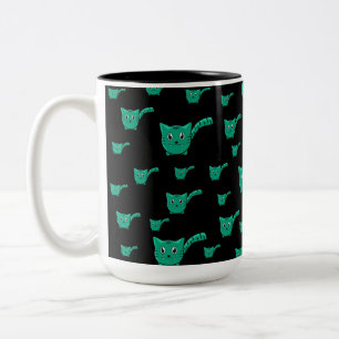 Tasse 2 Couleurs Motif Kitty noir et vert