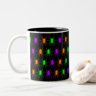 Tasse 2 Couleurs Motif lumineux d'araignées sur le noir
