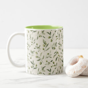 Tasse 2 Couleurs Motif méditerranéen de la Branche d'olive