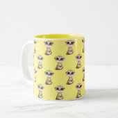Tasse 2 Couleurs Motif Meerkat sur Jaune (Devant gauche)