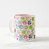 Tasse 2 Couleurs Motif mignon de hiboux et de fleurs (Devant gauche)