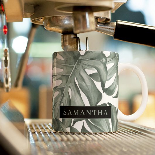 Tasse 2 Couleurs Motif Moderne d'Oasis à l'Aquarelle Tropicale aux 