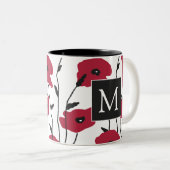 Tasse 2 Couleurs Motif moderne Monogram Poppies (Devant droit)