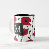 Tasse 2 Couleurs Motif moderne Monogram Poppies (Devant gauche)