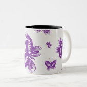 Tasse 2 Couleurs Motif papillon pourpre (Devant droit)