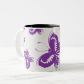 Tasse 2 Couleurs Motif papillon pourpre (Devant gauche)