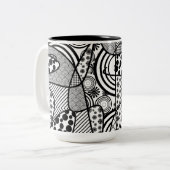 Tasse 2 Couleurs Motif Patchwork Noir & Blanc 02 (Devant gauche)