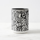 Tasse 2 Couleurs Motif Patchwork Noir & Blanc 02 (Centre)