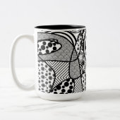 Tasse 2 Couleurs Motif Patchwork Noir & Blanc 02 (Gauche)