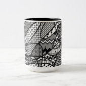 Tasse 2 Couleurs Motif Patchwork Noir & Blanc 05 (Centre)