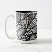 Tasse 2 Couleurs Motif Patchwork Noir & Blanc 05 (Gauche)