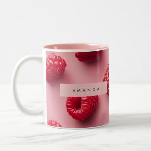 Tasse 2 Couleurs Motif personnalisé de framboise fraîche sur fond r