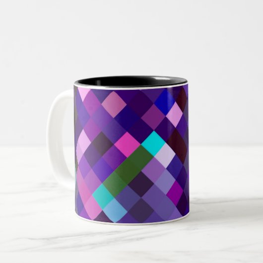 Tasse 2 Couleurs Motif Pixelé - Violet (Devant gauche)