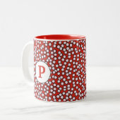 Tasse 2 Couleurs Motif pointillé de monogramme (Devant gauche)