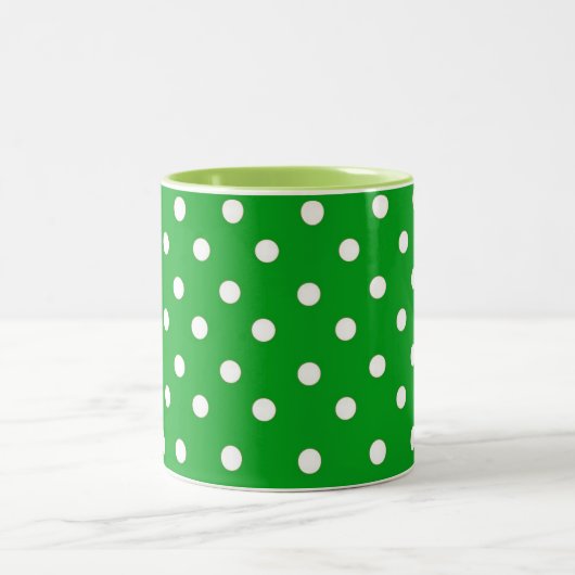TASSE 2 COULEURS MOTIF POLKA DOT VERT ET BLANC (Centre)