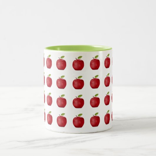 Tasse 2 Couleurs Motif Pomme rouge en blanc (Centre)