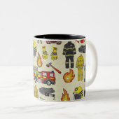 Tasse 2 Couleurs Motif pompier, Camion-feu, Secourt, Flam (Devant droit)