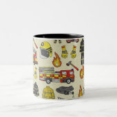 Tasse 2 Couleurs Motif pompier, Camion-feu, Secourt, Flam (Centre)