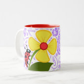 Tasse 2 Couleurs Motif pourpre de Paisley ; Coccinelle (Devant gauche)