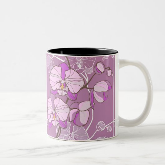 Tasse 2 Couleurs Motif pourpre d'orchidée (Droit)