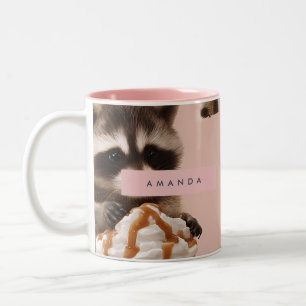 Tasse 2 Couleurs Motif raccoon d'automne personnalisé
